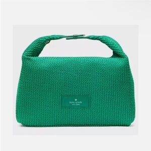 Kate Spade Green cosmetic Bag with Textured Knit Design